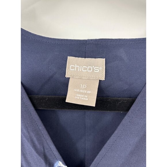 Chico's Maxi Kimono Belt Dress Batik Navy Sz 1 (8) Petite NEW - Picture 3 of 8